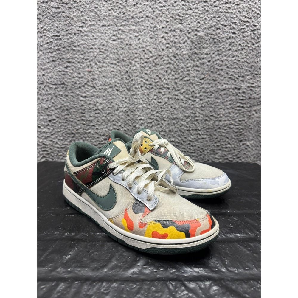 Nike Dunk Low SE Lace Up Sneakers Sail Multi-Camo DH0957-100 Mens Size 9.5 US‎